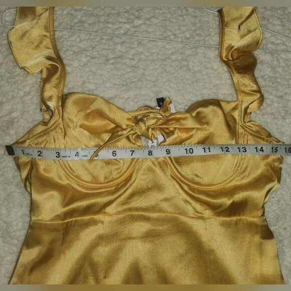 ASTR THE LABEL Marla Mini Dress silky Satin yellow Princess Belle Nwt Sz Small - Picture 12 of 14